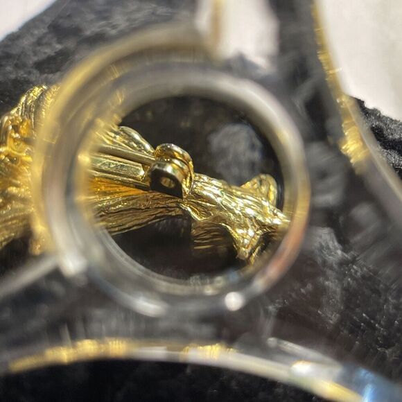 Vintage Gerry's Christmas Tree Pin Brooch Gold Tone Red Green Faux Pearl Star - Picture 5 of 7